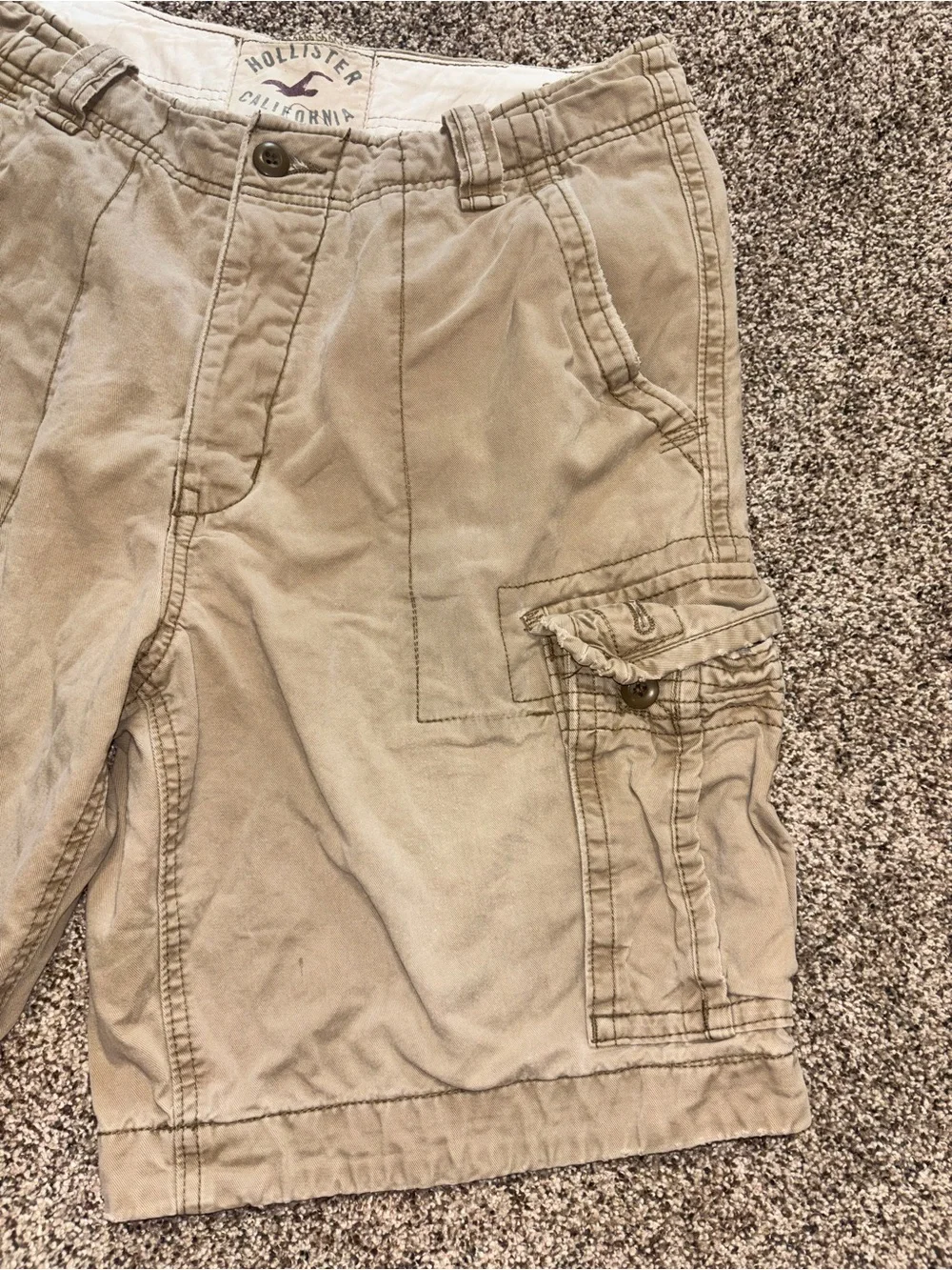 Hollister Cargo Shorts Men's Size 34 Beige Heavy Y2K Pockets Utility Skater Surf